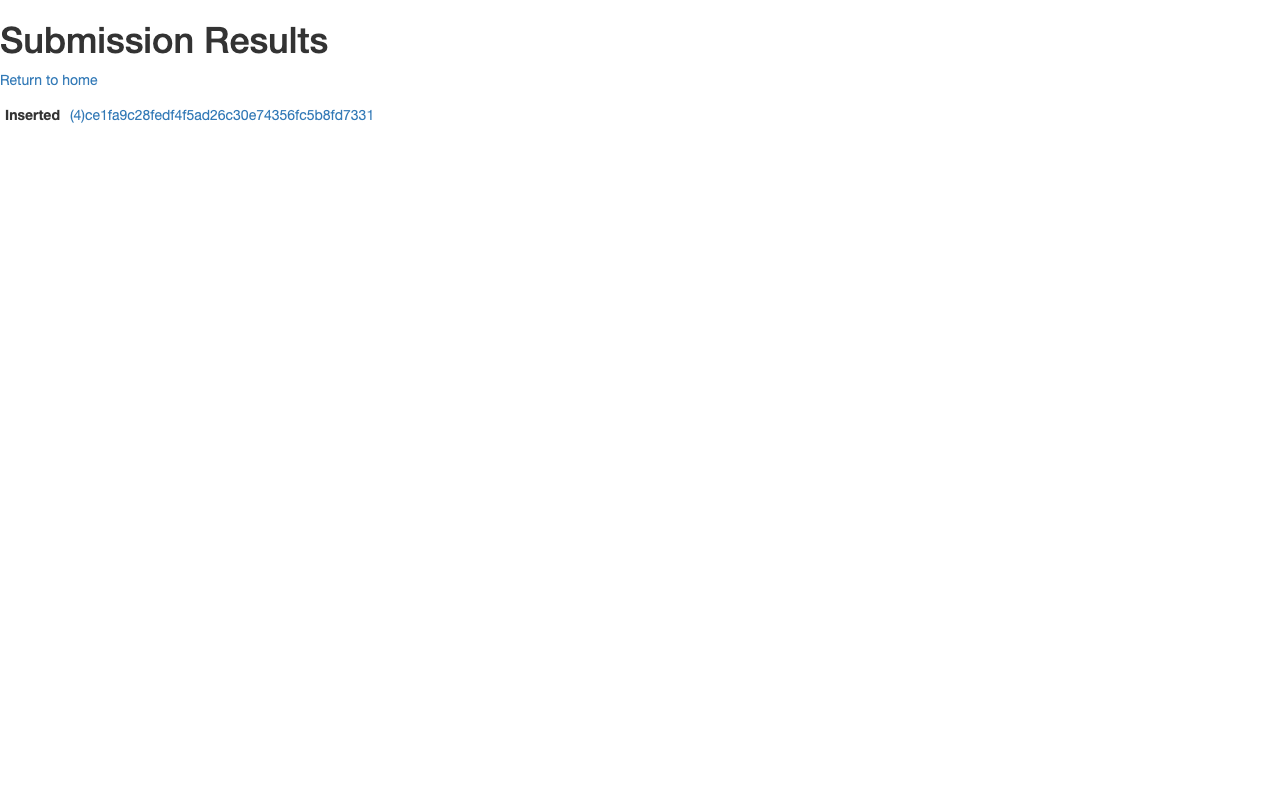Submission Results: Inserted, with the key's fingerprint