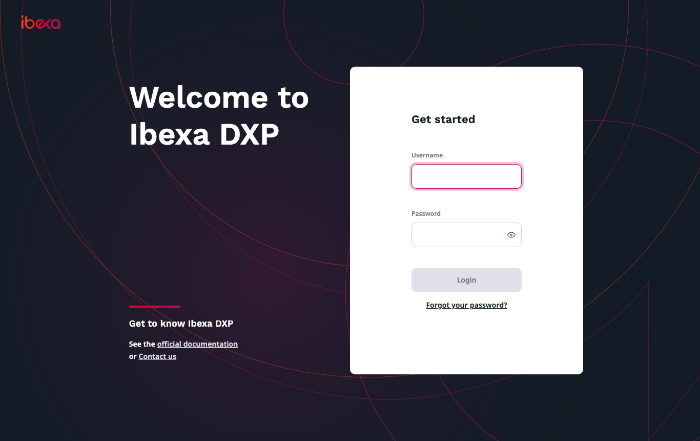 The Ibexa back-office sign in page