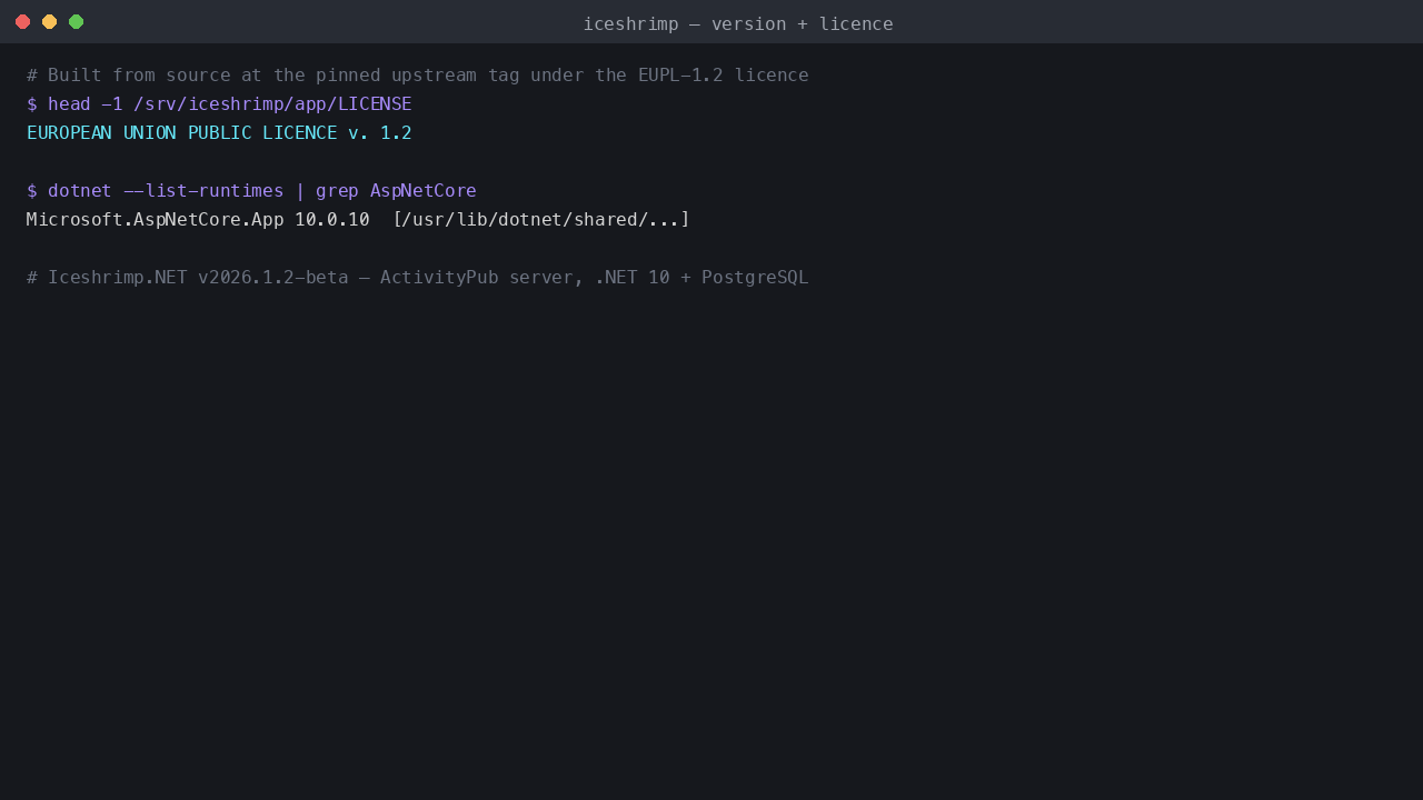 The EUPL-1.2 licence and the ASP.NET Core 10 runtime