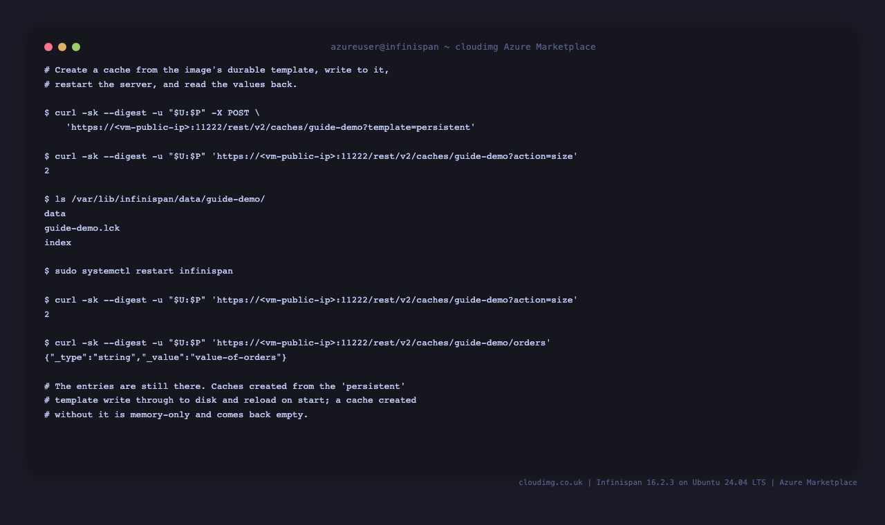 A durable cache surviving a real service restart