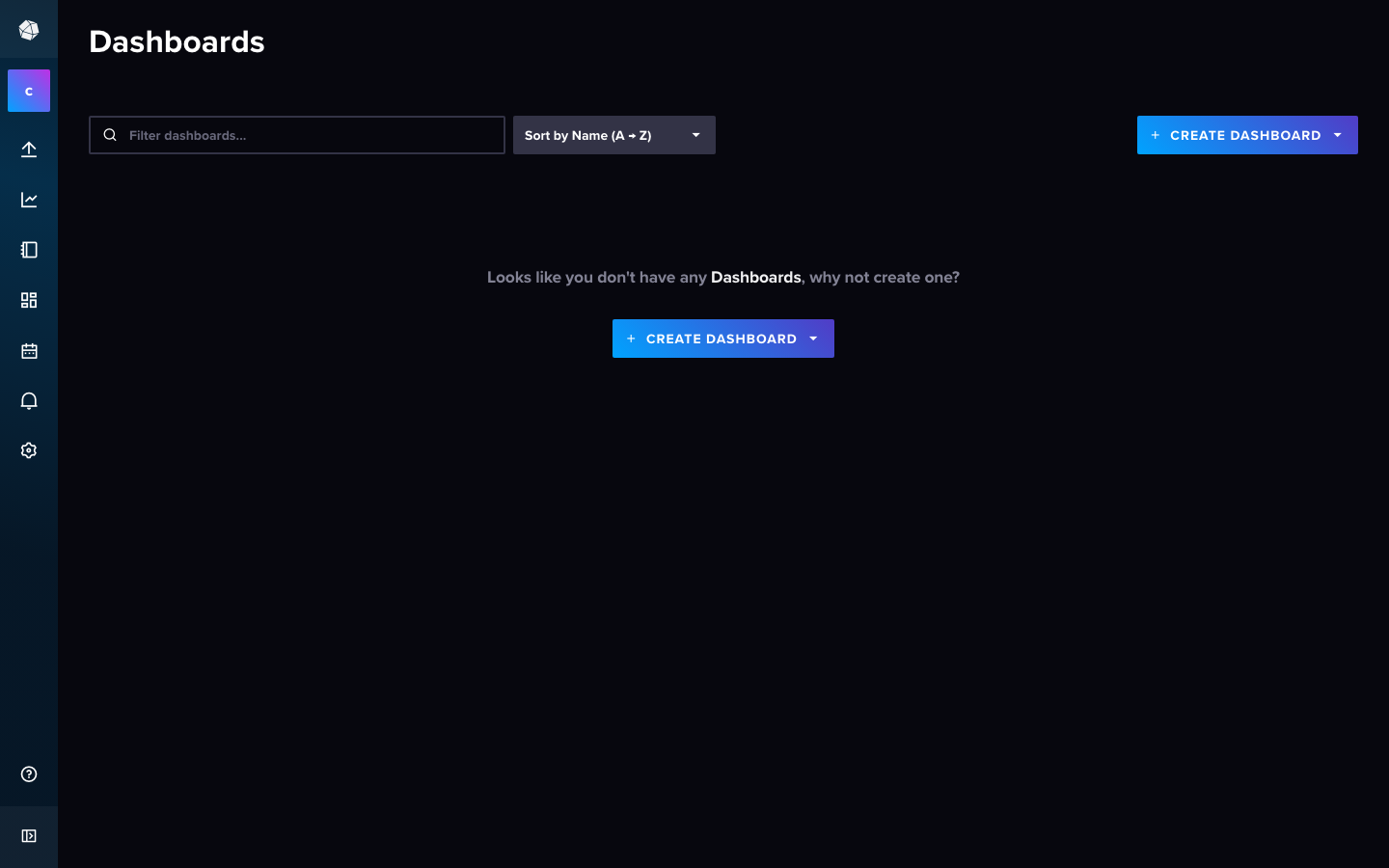 InfluxDB Dashboards page