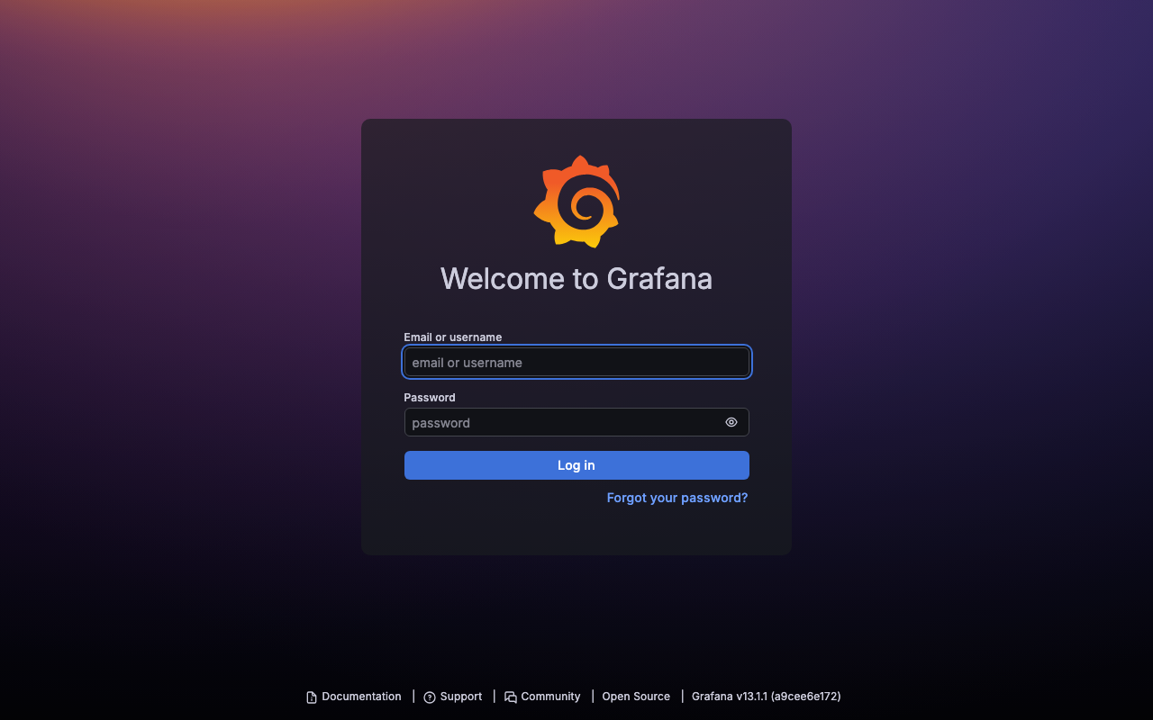 Grafana sign in page on a freshly deployed cloudimg VM
