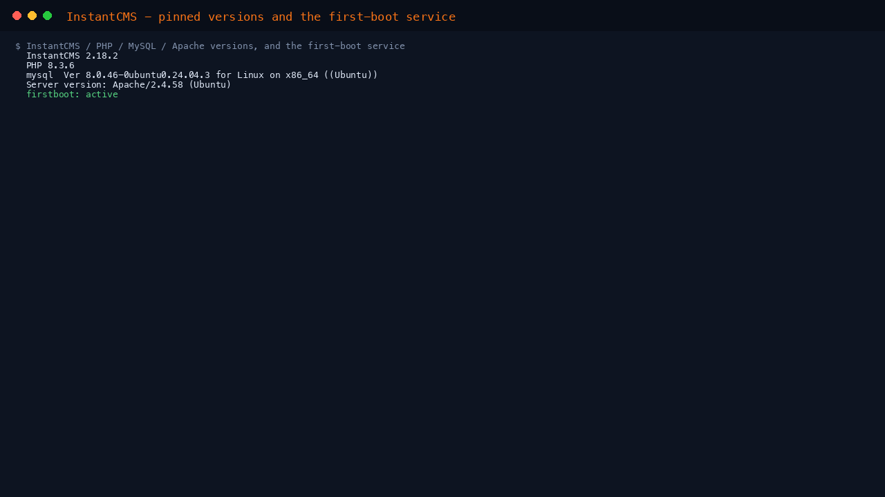 Version, stack and first-boot service