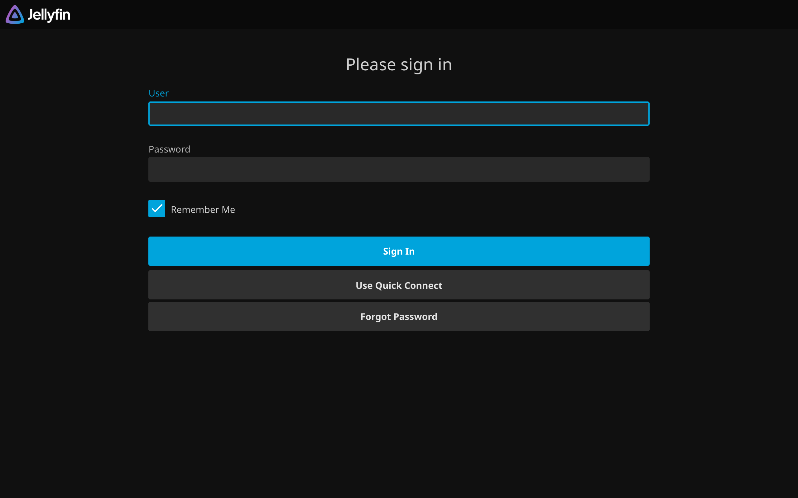 Jellyfin sign-in page