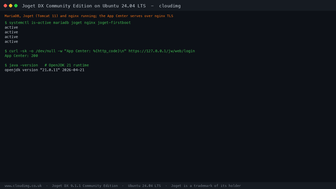 Joget services active on Ubuntu 24.04