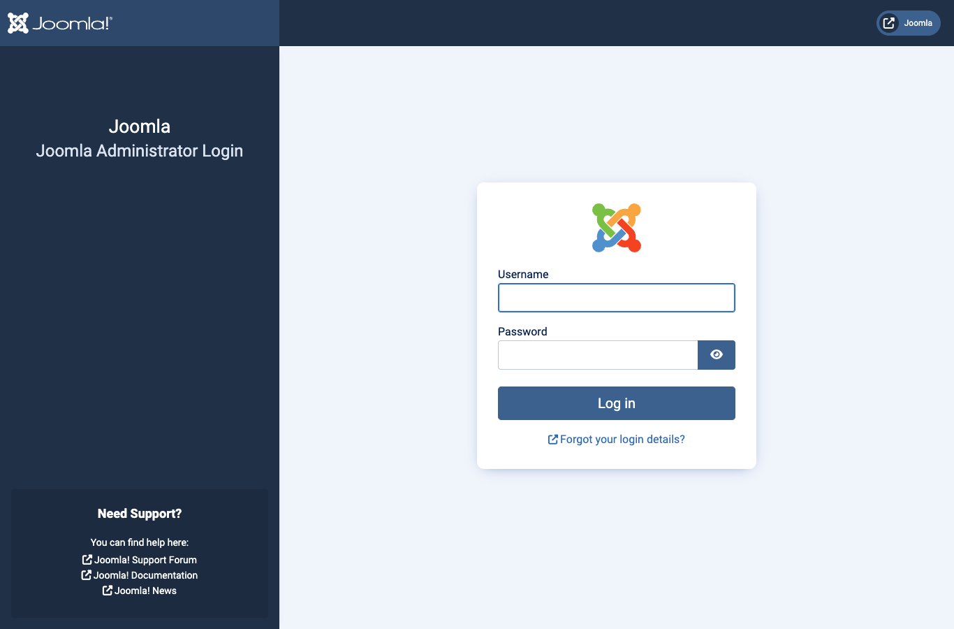 Joomla administrator login page