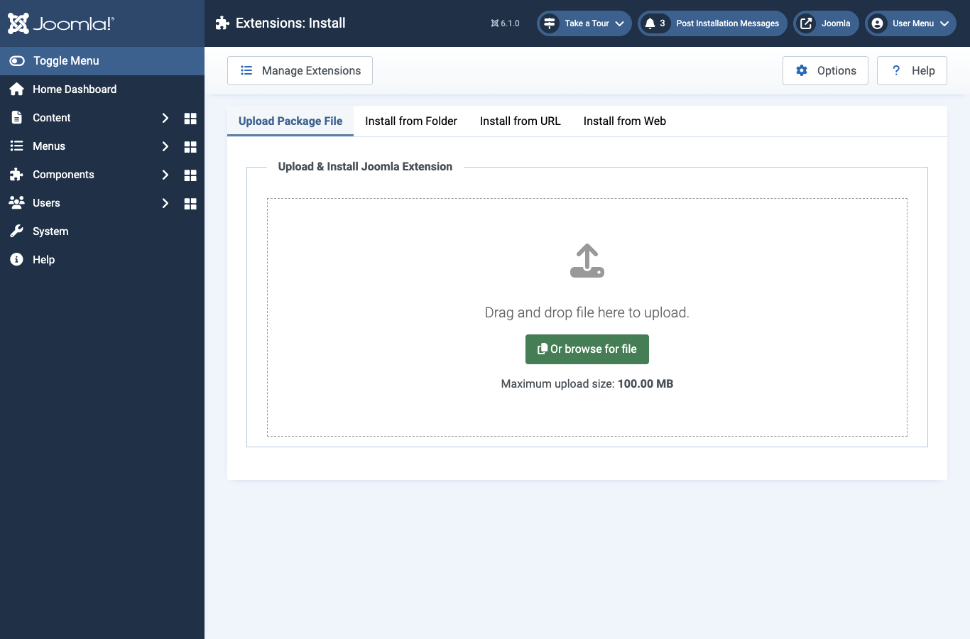 Joomla extensions installer
