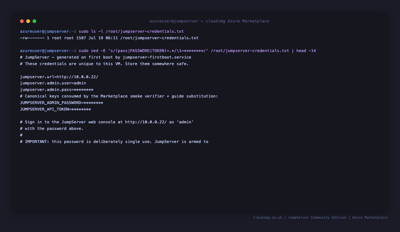 The per VM access notes, with the administrator password and API token masked