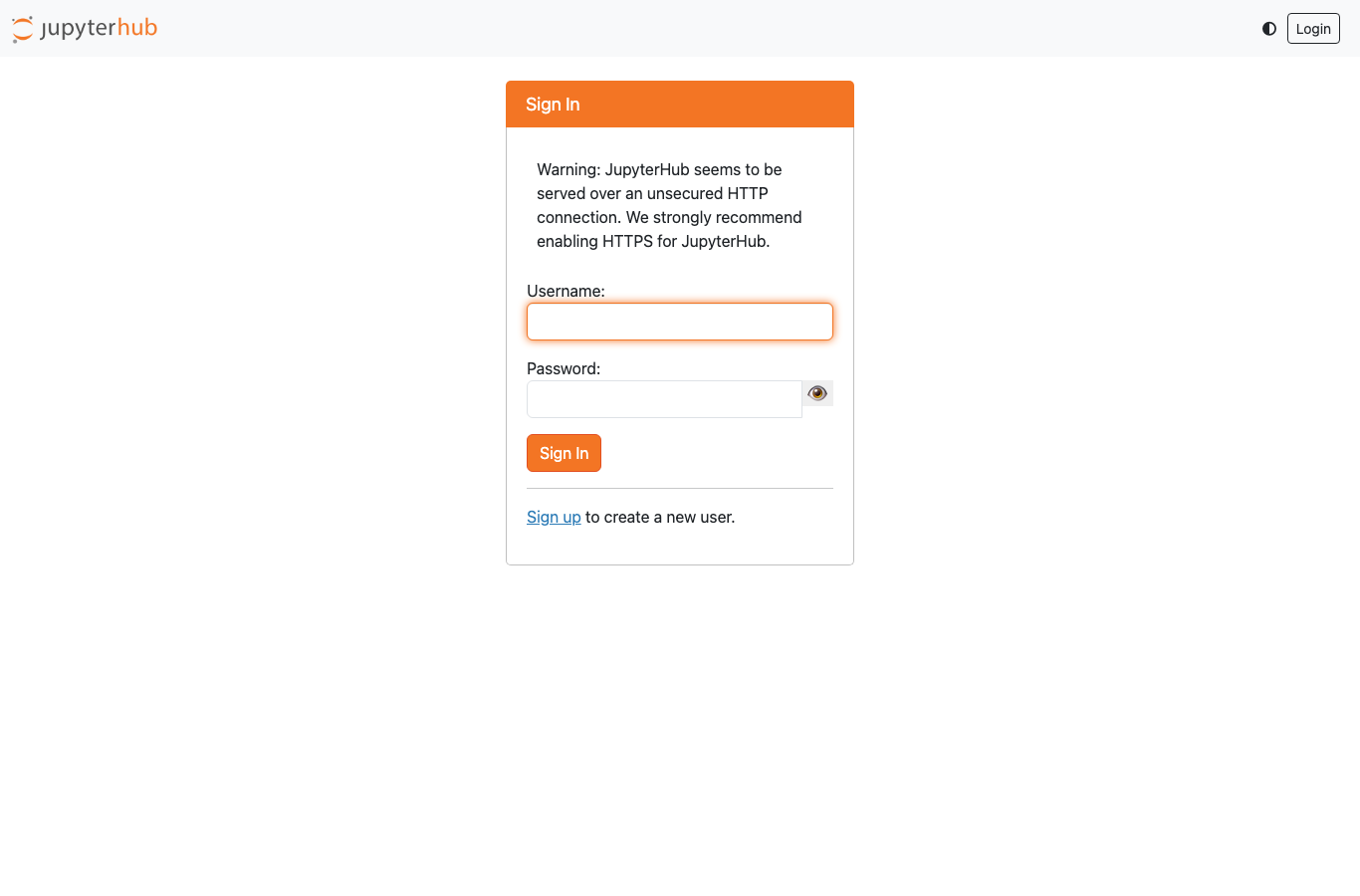 JupyterHub sign-in page