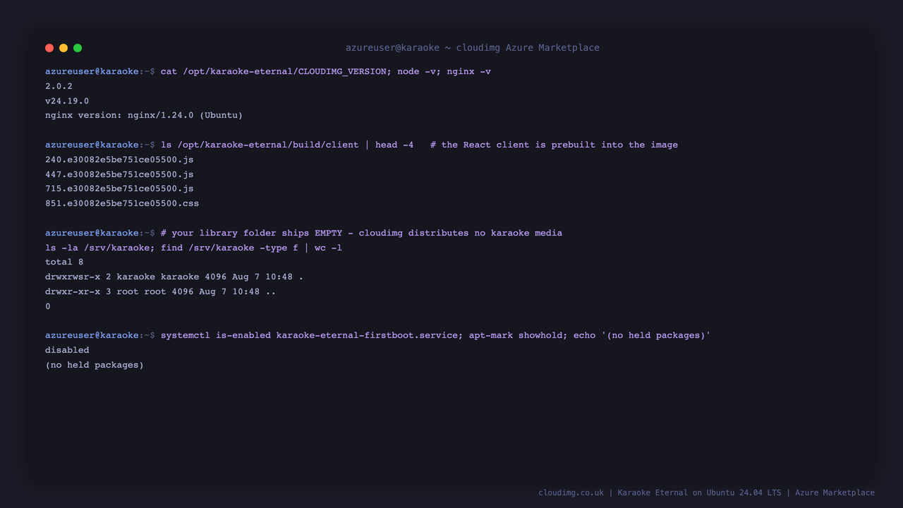 The runtime versions, the prebuilt client and the empty media library