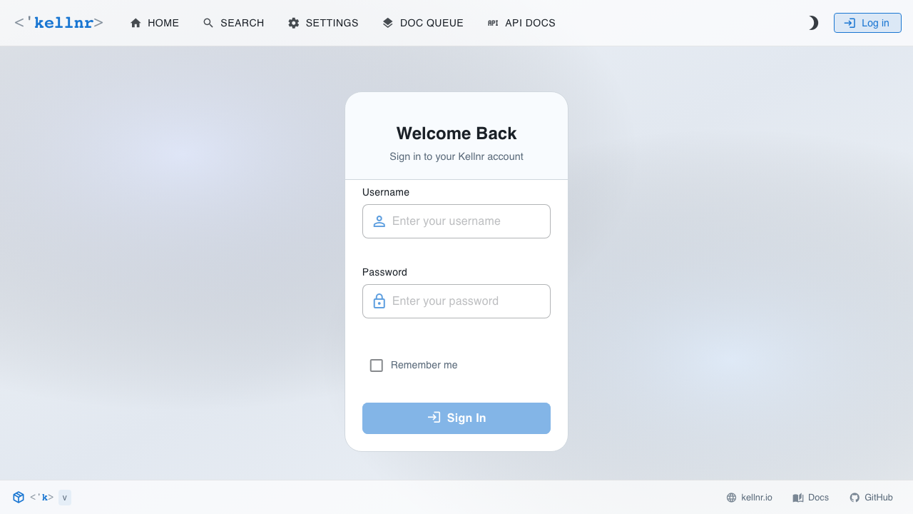 The Kellnr sign-in page served over TLS