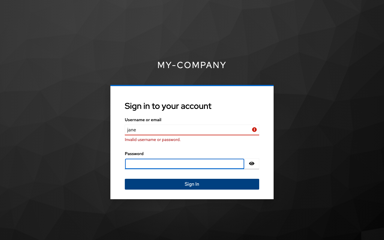 The my-company realm sign-in page