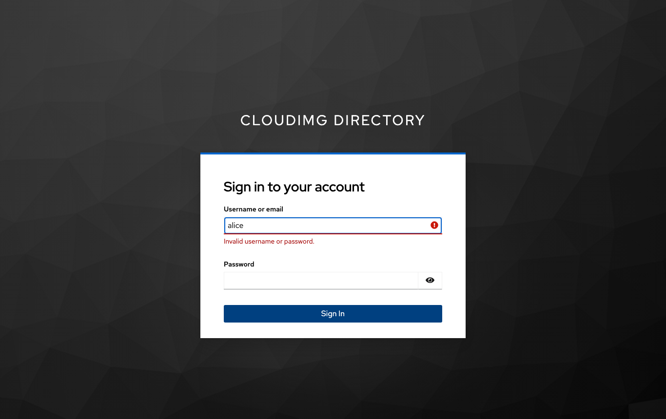 A wrong directory password is refused