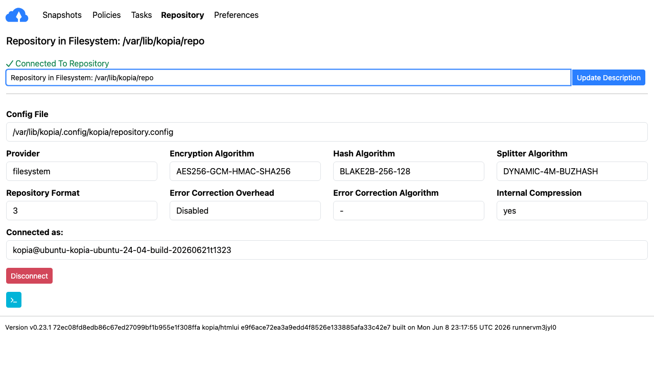 Kopia repository status