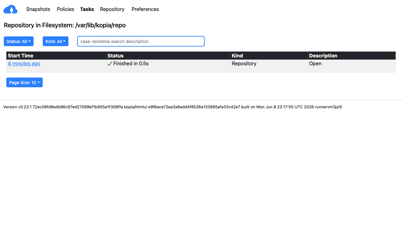 Kopia tasks view
