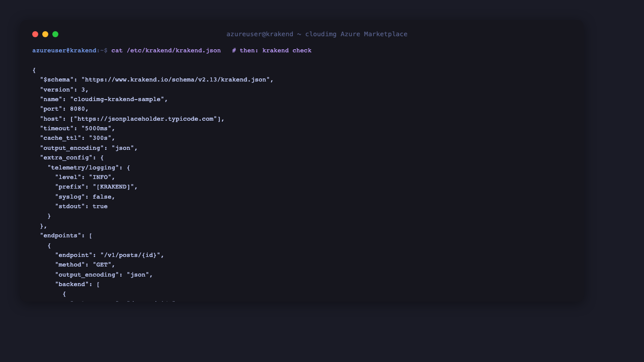 KrakenD sample configuration and krakend check