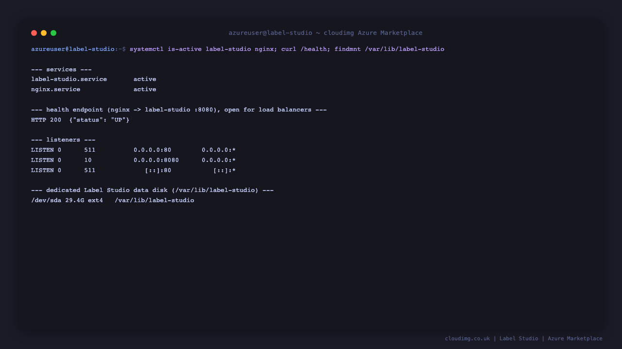 Label Studio sign-in, served through the nginx reverse proxy and protected by a per-VM password