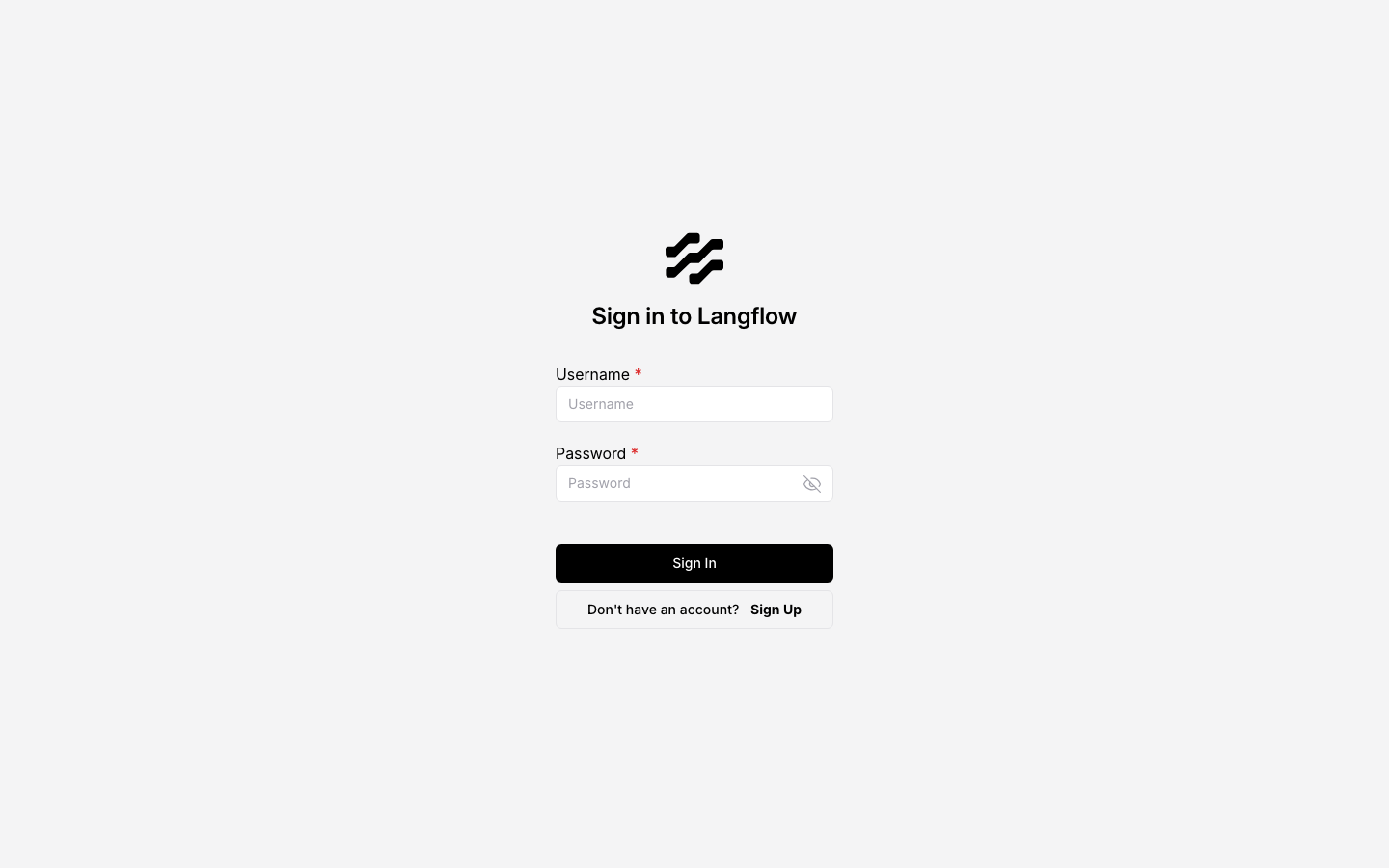 Langflow login page served over nginx on port 80