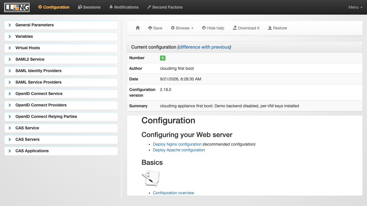 The Manager, with the CAS, SAML and OpenID Connect branches