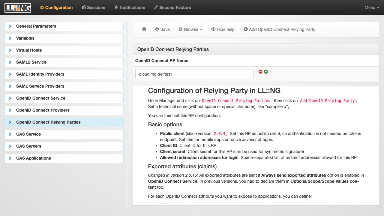 Registering an OpenID Connect relying party
