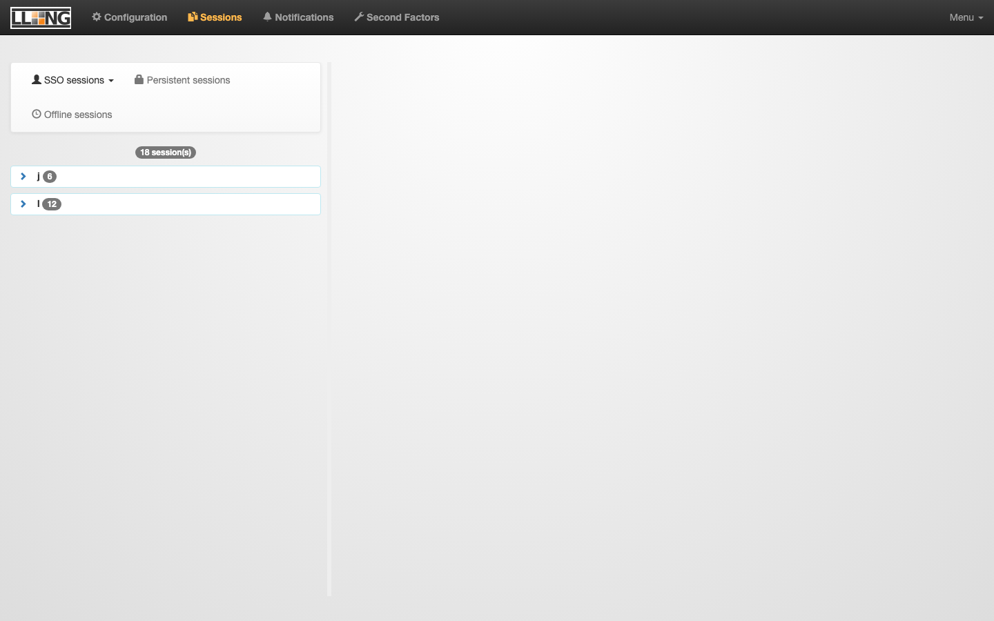 The Manager's session explorer