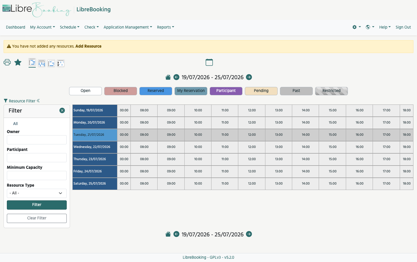 LibreBooking booking calendar