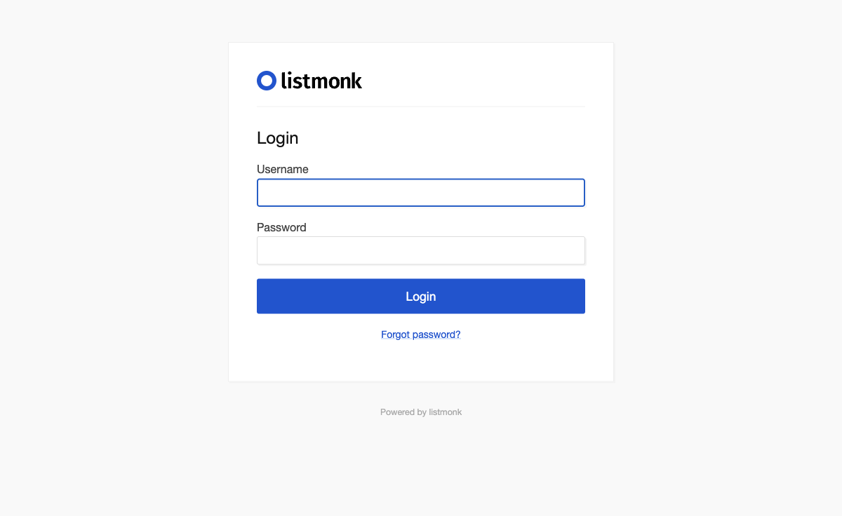 Listmonk sign-in page