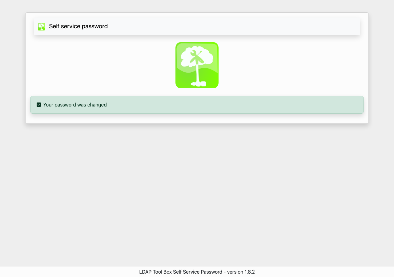 Self Service Password confirming: Your password was changed