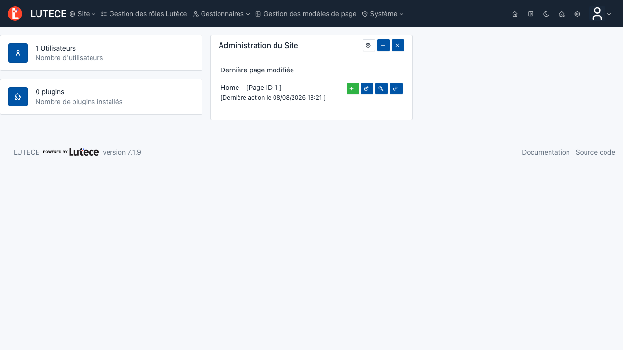 The Lutece administration dashboard
