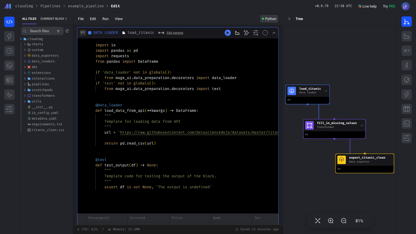 The Mage AI pipeline editor