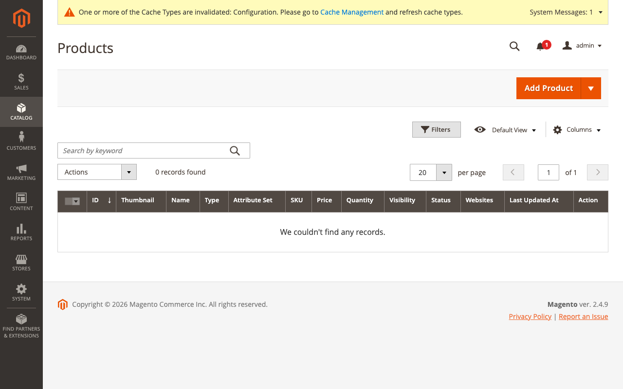 Magento Products catalog