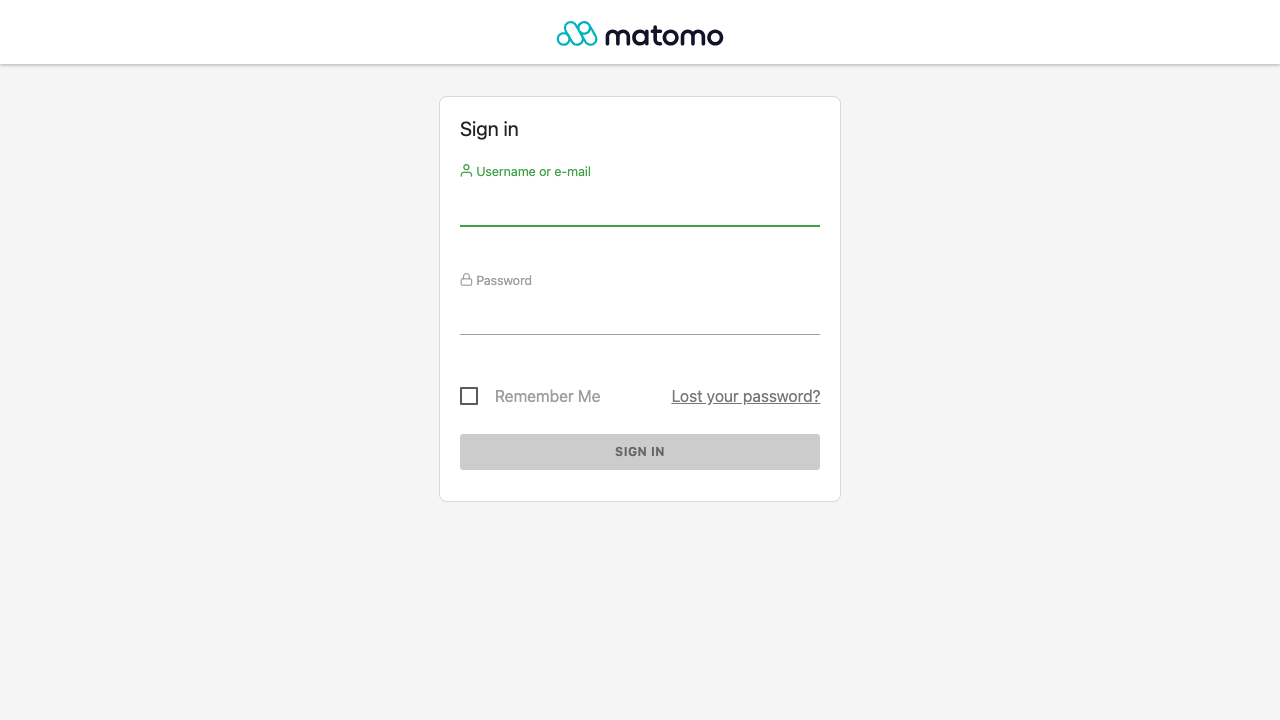 Matomo sign-in page