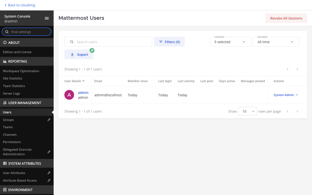 Mattermost user management