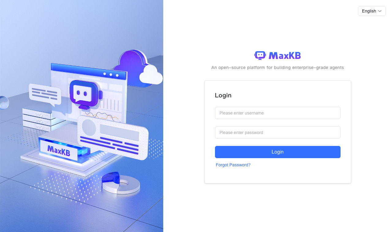 The MaxKB sign in page served over HTTPS by the instance