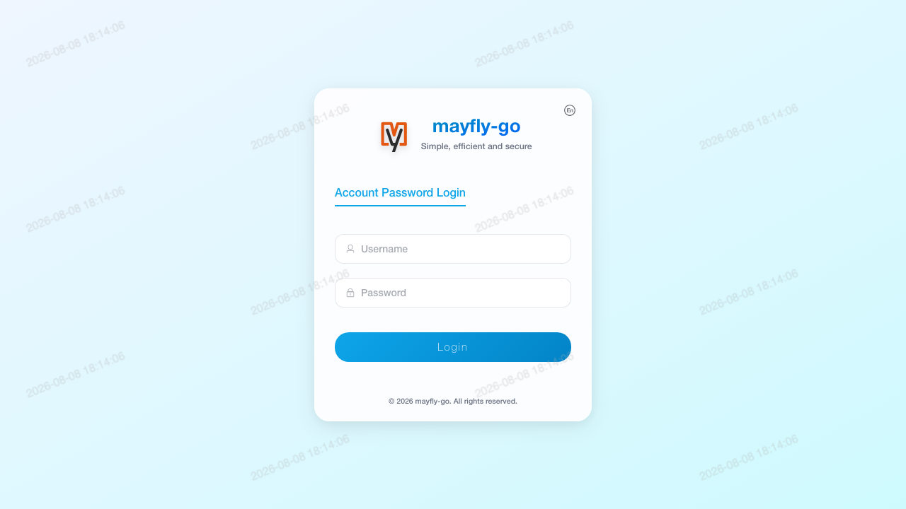 The Mayfly-Go sign in page