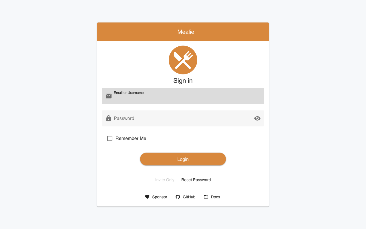 Mealie sign-in
