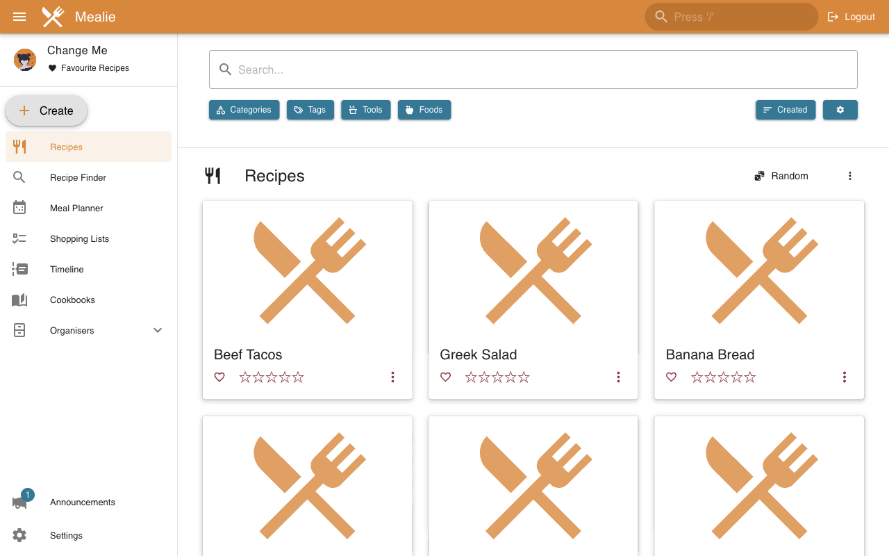 Mealie recipe library