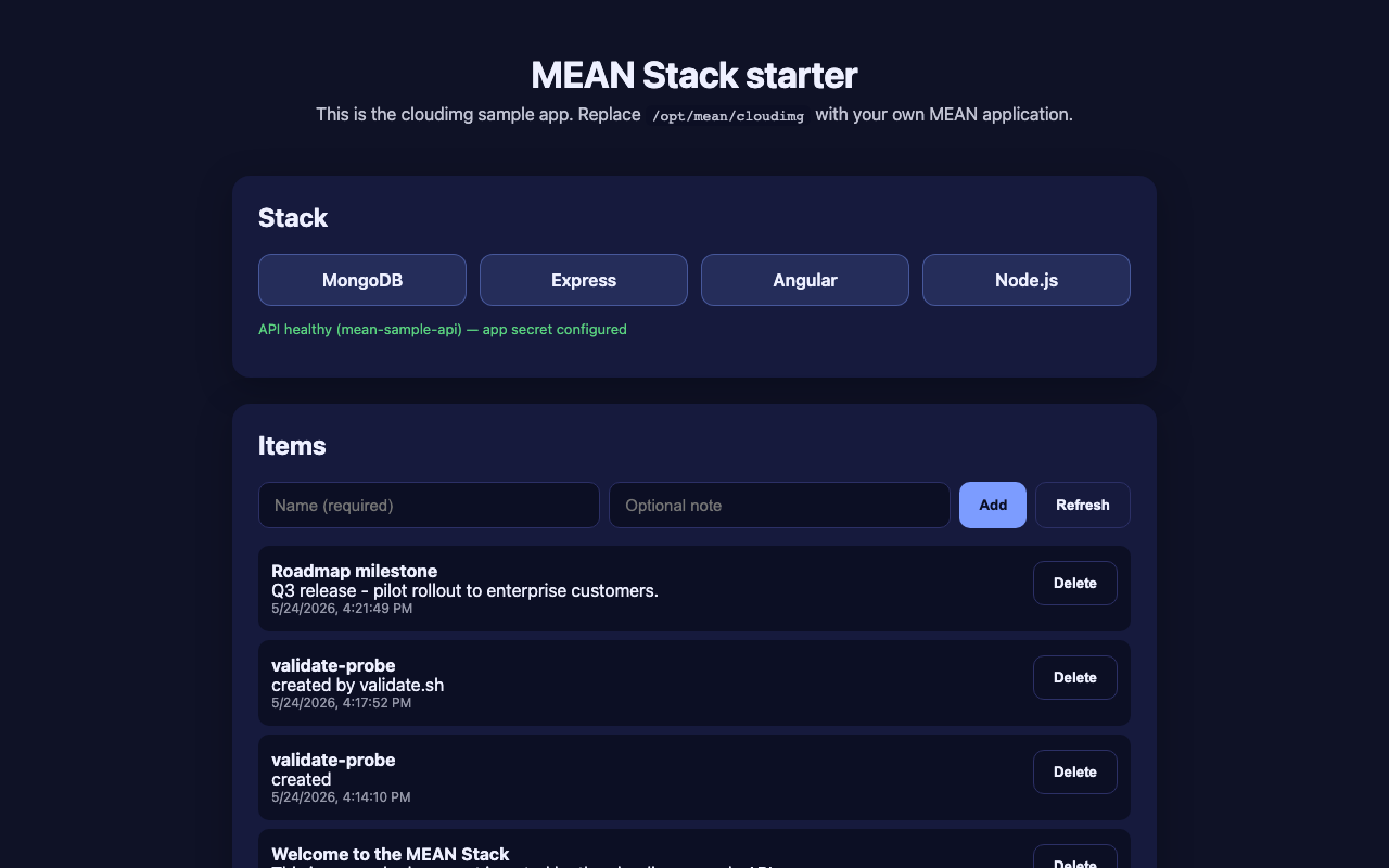 Stack overview with new item