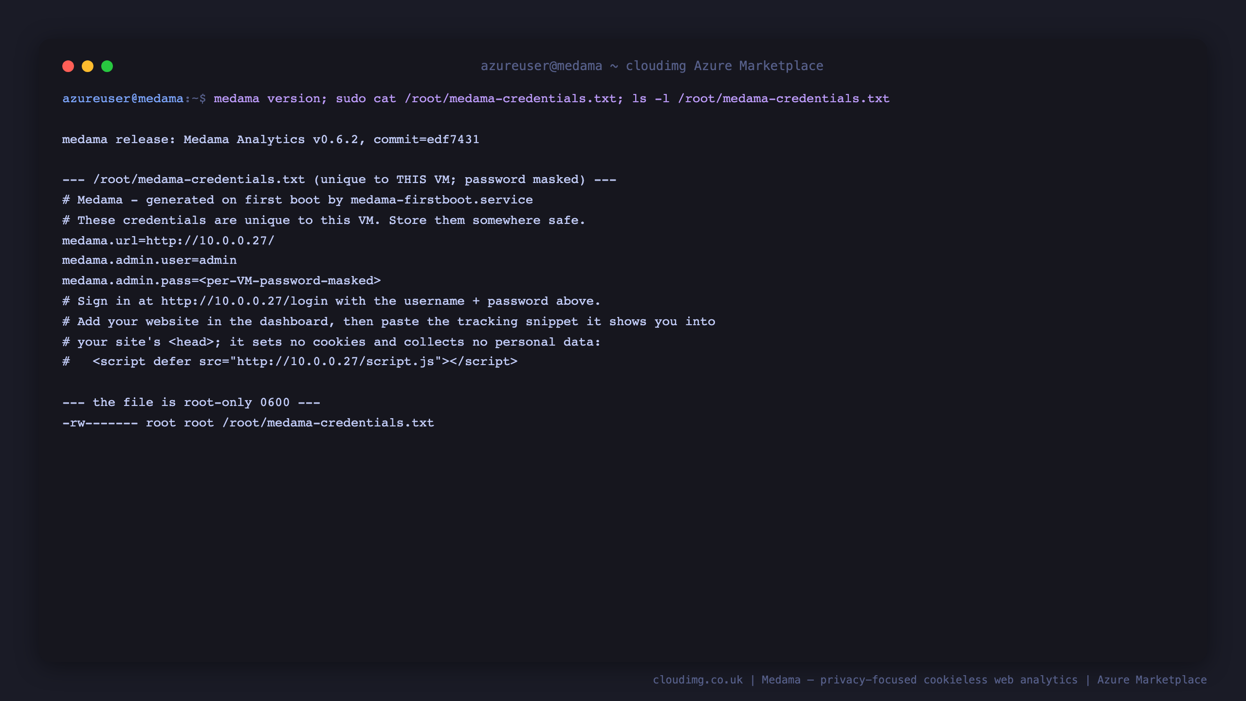 Version and per-VM credentials
