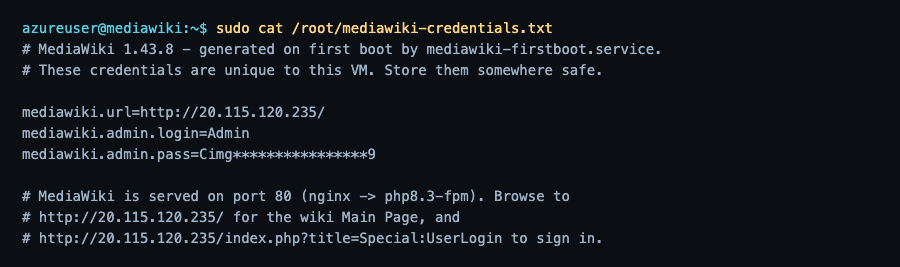 Per-VM MediaWiki credentials file