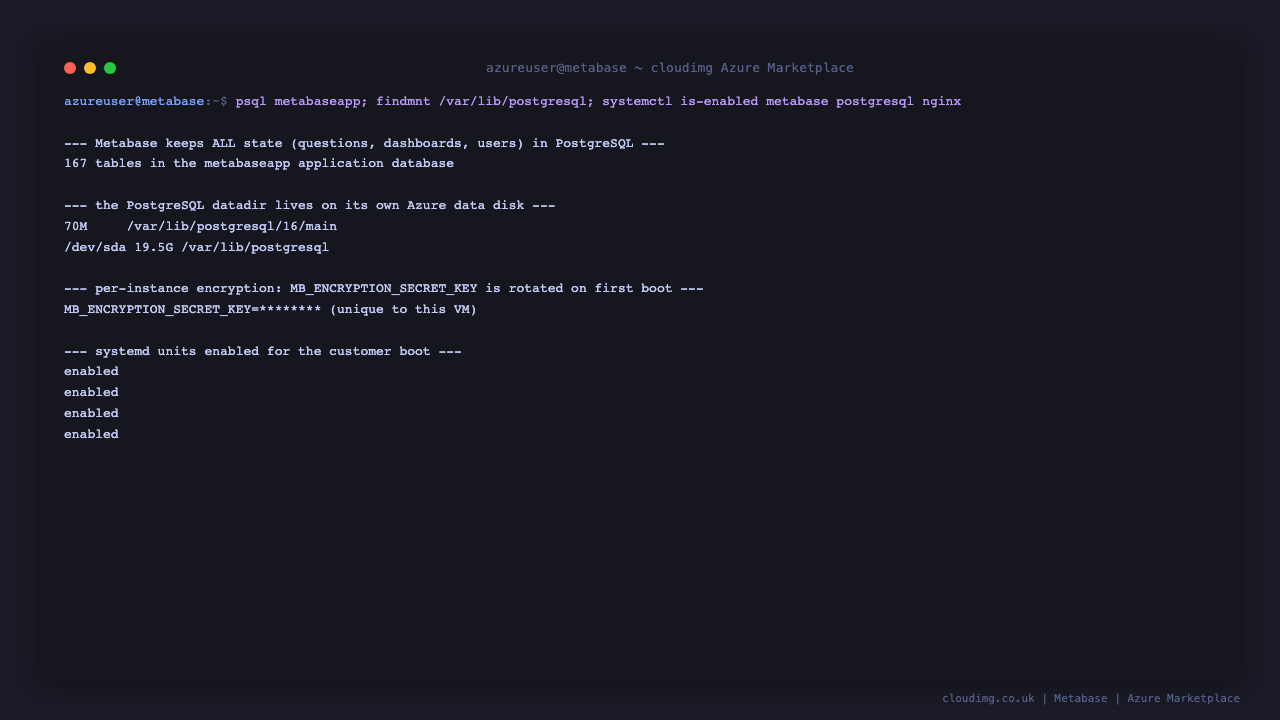 The persisted application database and app tier on the dedicated data disks
