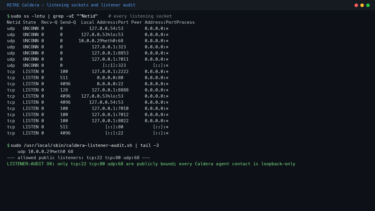 Listening sockets and listener audit