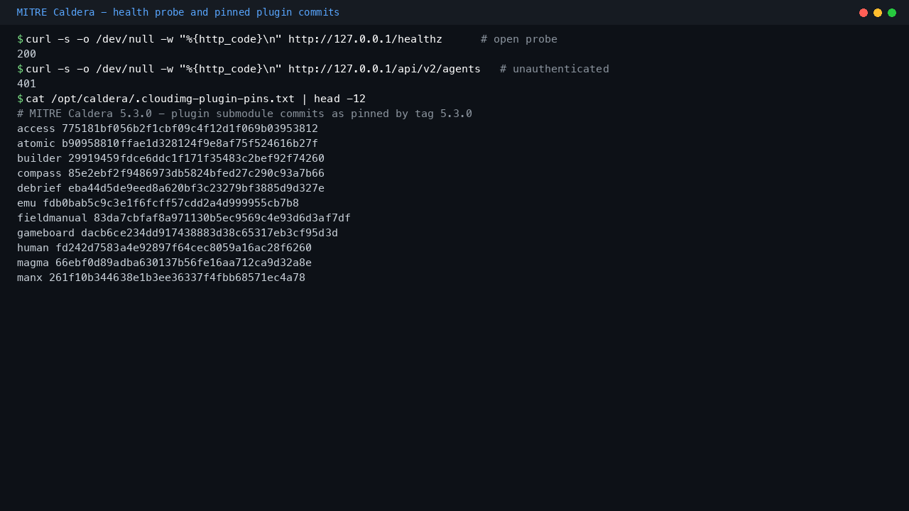 Health probe and pinned plugin commits