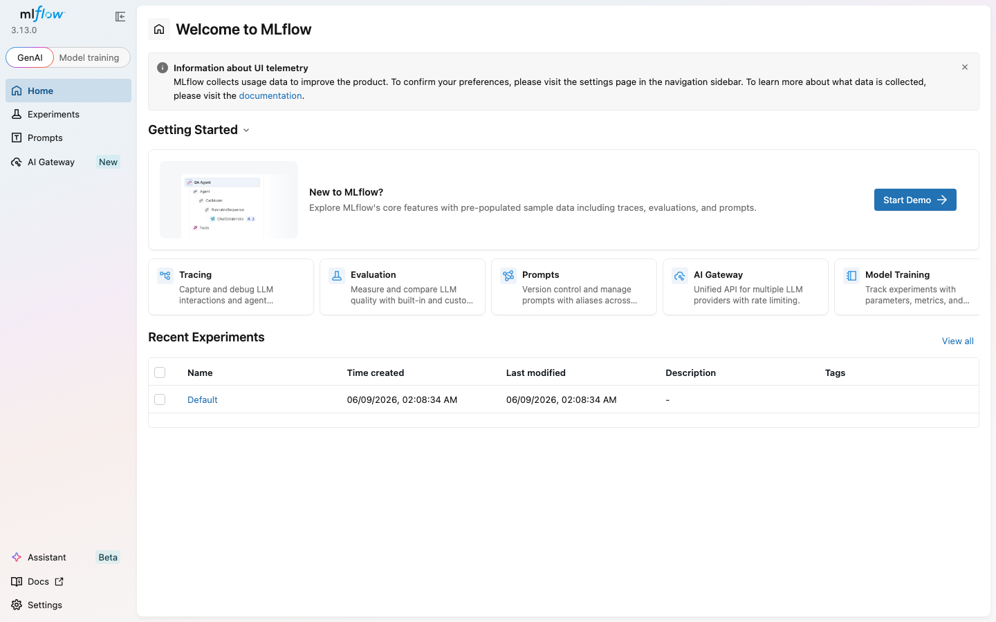 MLflow tracking UI served through nginx with HTTP Basic Authentication