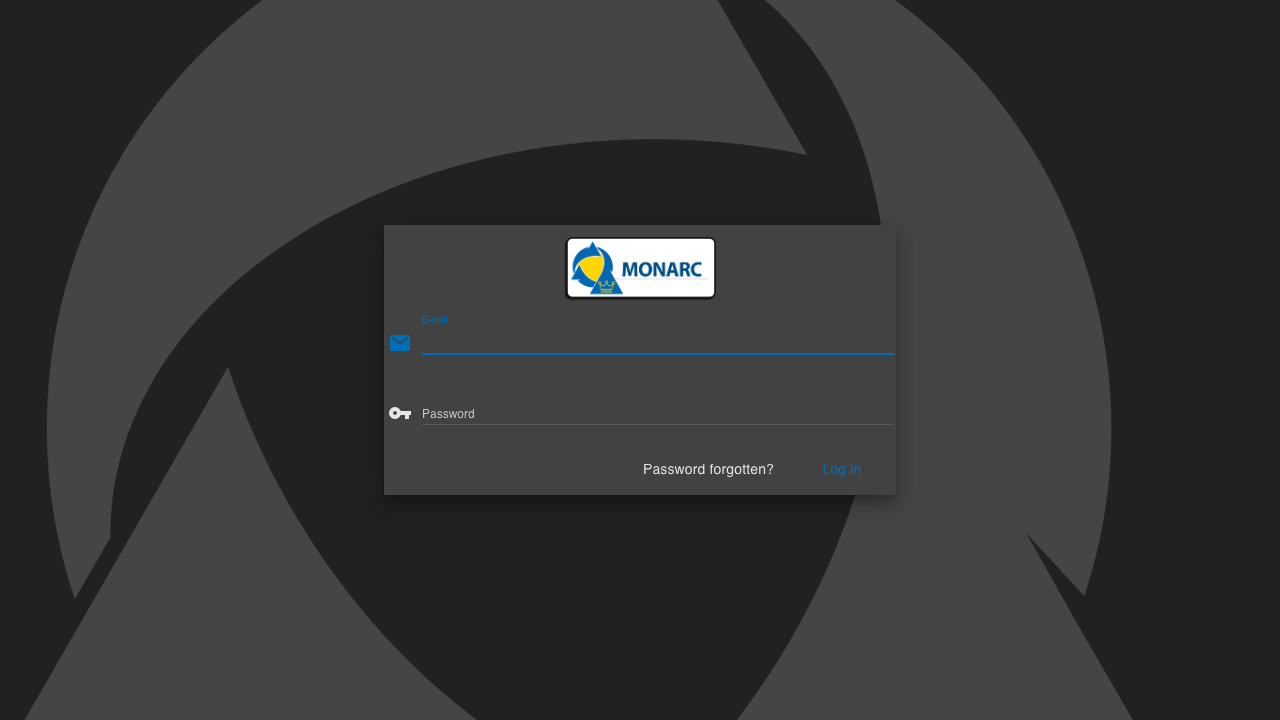 The MONARC sign in page