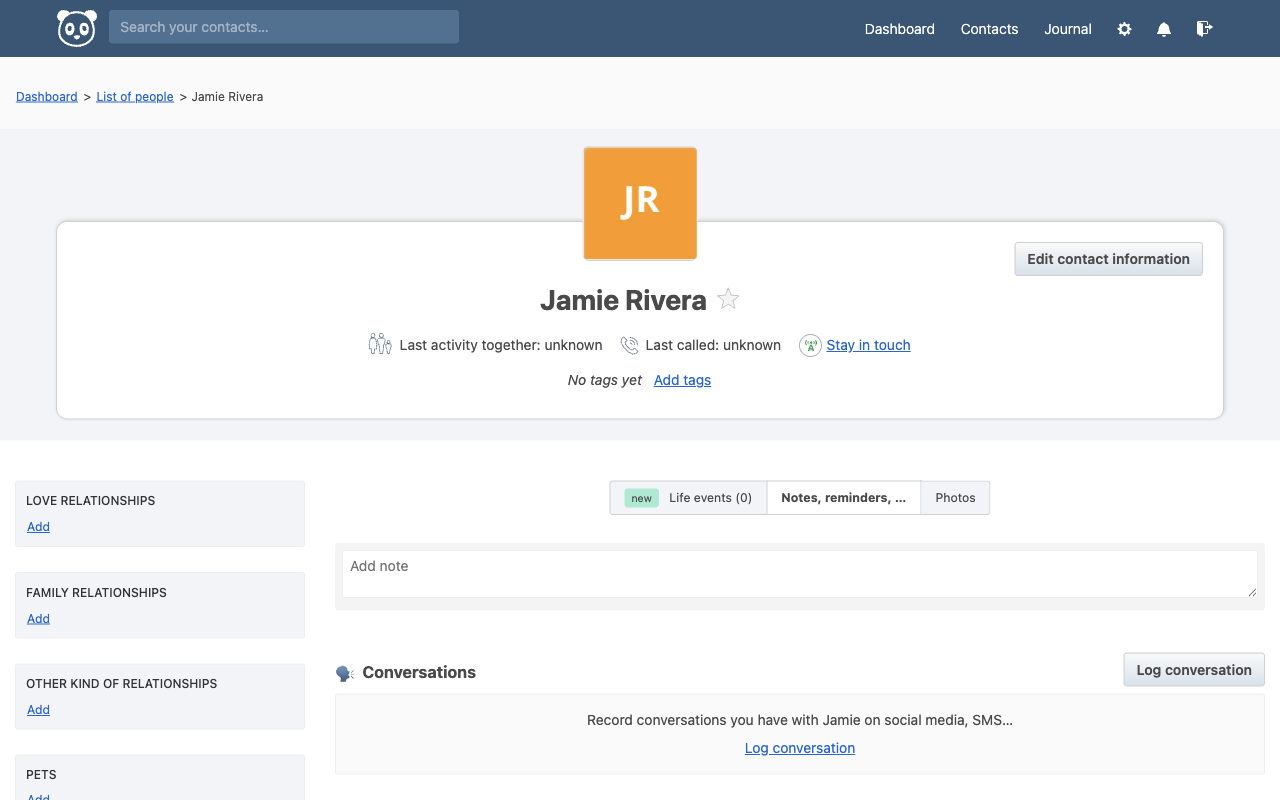 A Monica contact profile