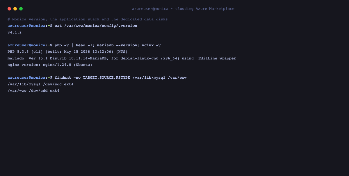 Version, stack and the dedicated data disks