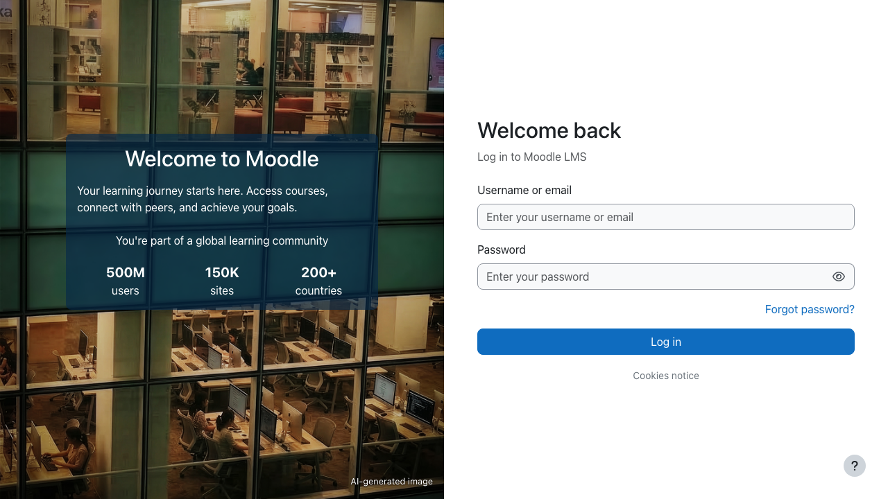 The Moodle 5.2.4 sign-in page served over HTTPS
