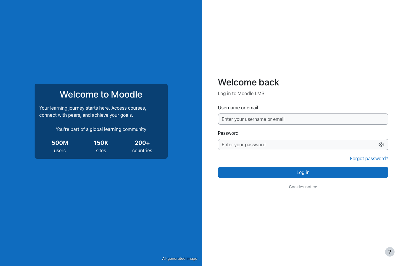 Moodle login page