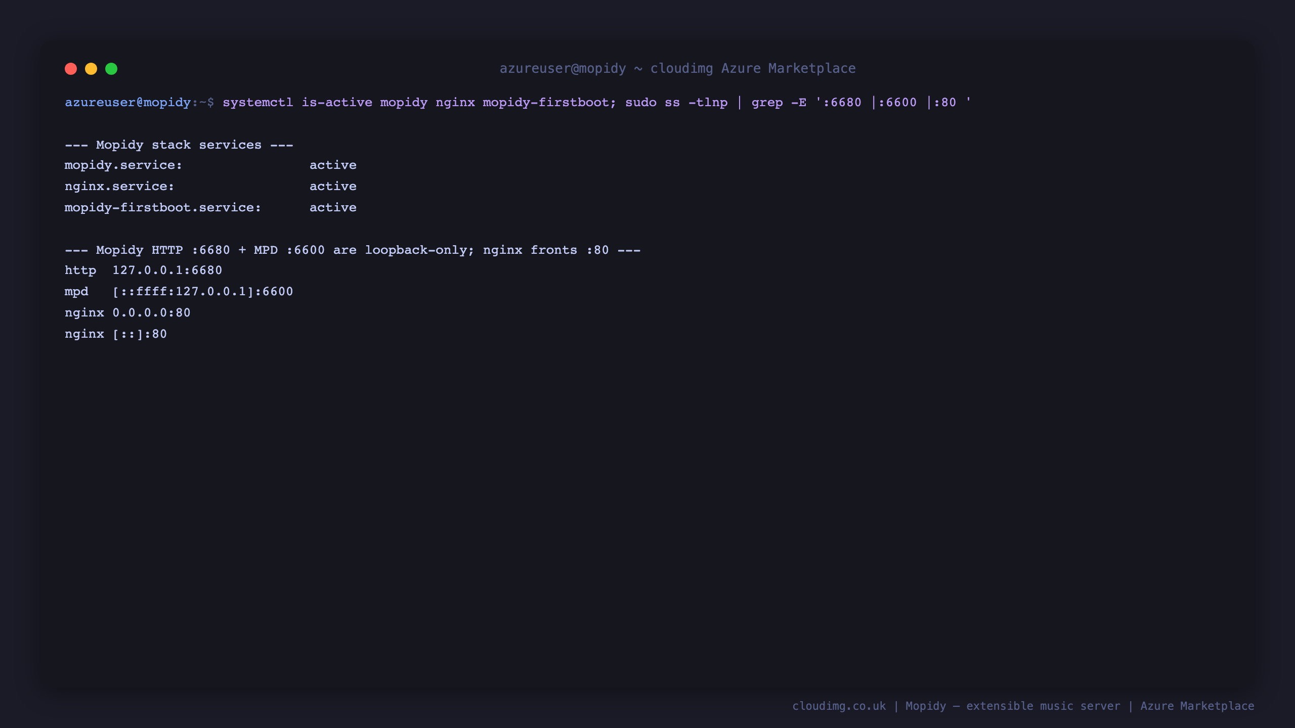 Service status and loopback bind